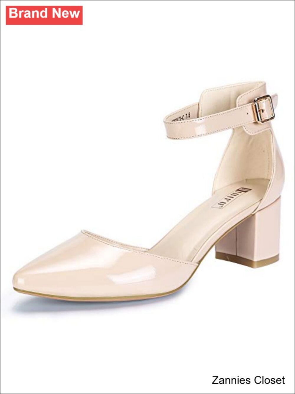 ✨IDIFU Women's D'Orsay Pumps Low Block Heels Ankle Strap Pointed Toe